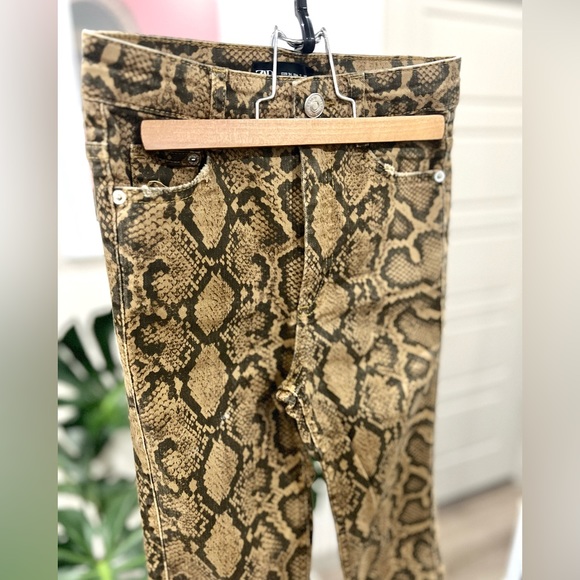 Zara snake skinny jeans animal print Sz 2 - Picture 4 of 5